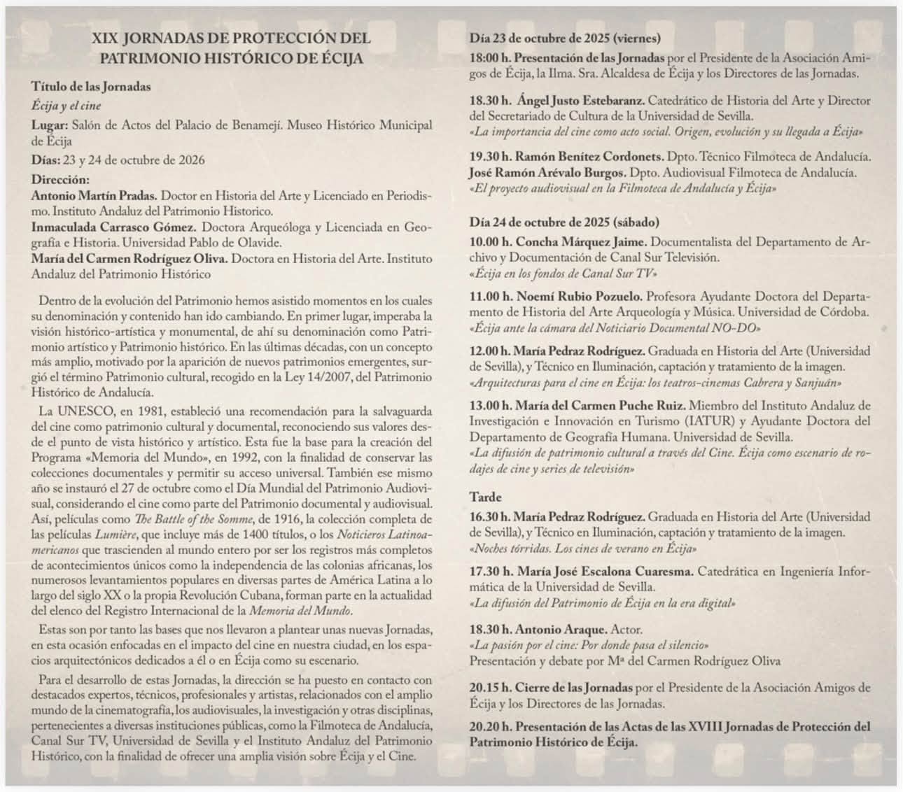 Programa de las XIX Jornadas de Patrimonio